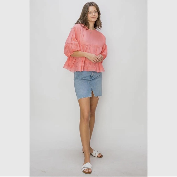 20 BEAUTIFUL SHORT SLEEVE BABYDOLL BLOUSE - Picture 2 of 6